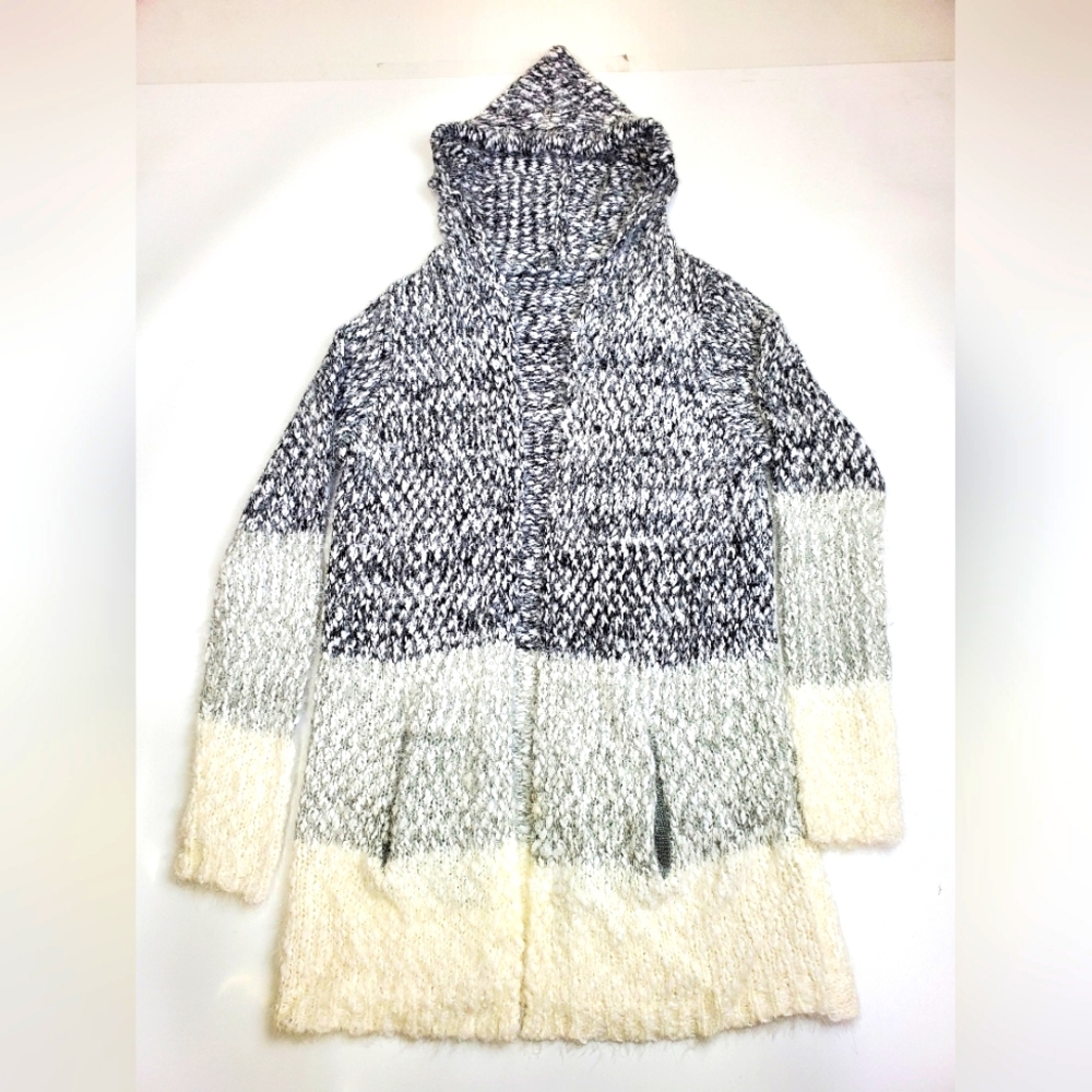 Lord & Taylor Hooded Long Open Front Sweater